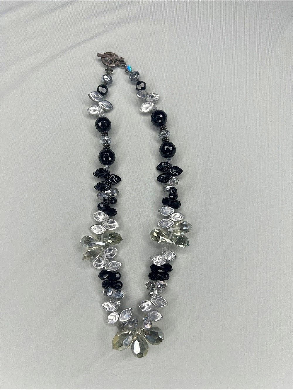Black & Silver Beaded Statement Necklace Like New